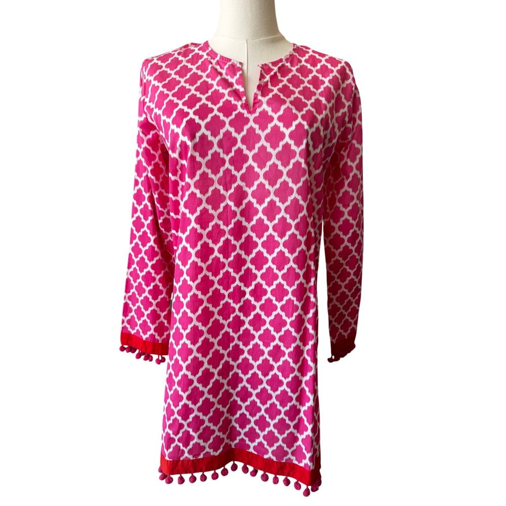 New MASALA BABY Women's Pink Jali Ikat Mommy Tunic Top Size S